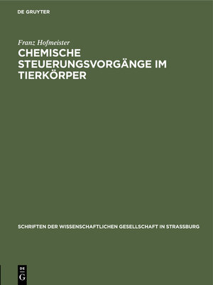 cover image of Chemische Steuerungsvorgänge im Tierkörper